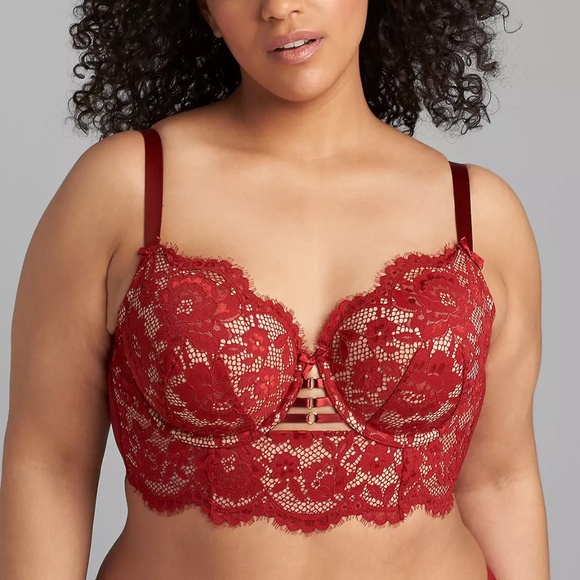 Lane Bryant Scallop Lace Lightly Lined Longline Balconette Bra Size 44F - Picture 2 of 7